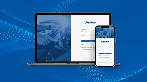 Laptop computer showing Pipeline Commercial website.